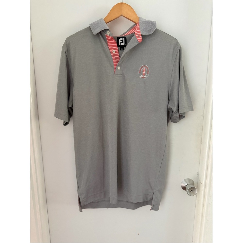 FootJoy Mens Gray Short Sleeve Dri Fit Polo Shirt FJ Medium Logo LC